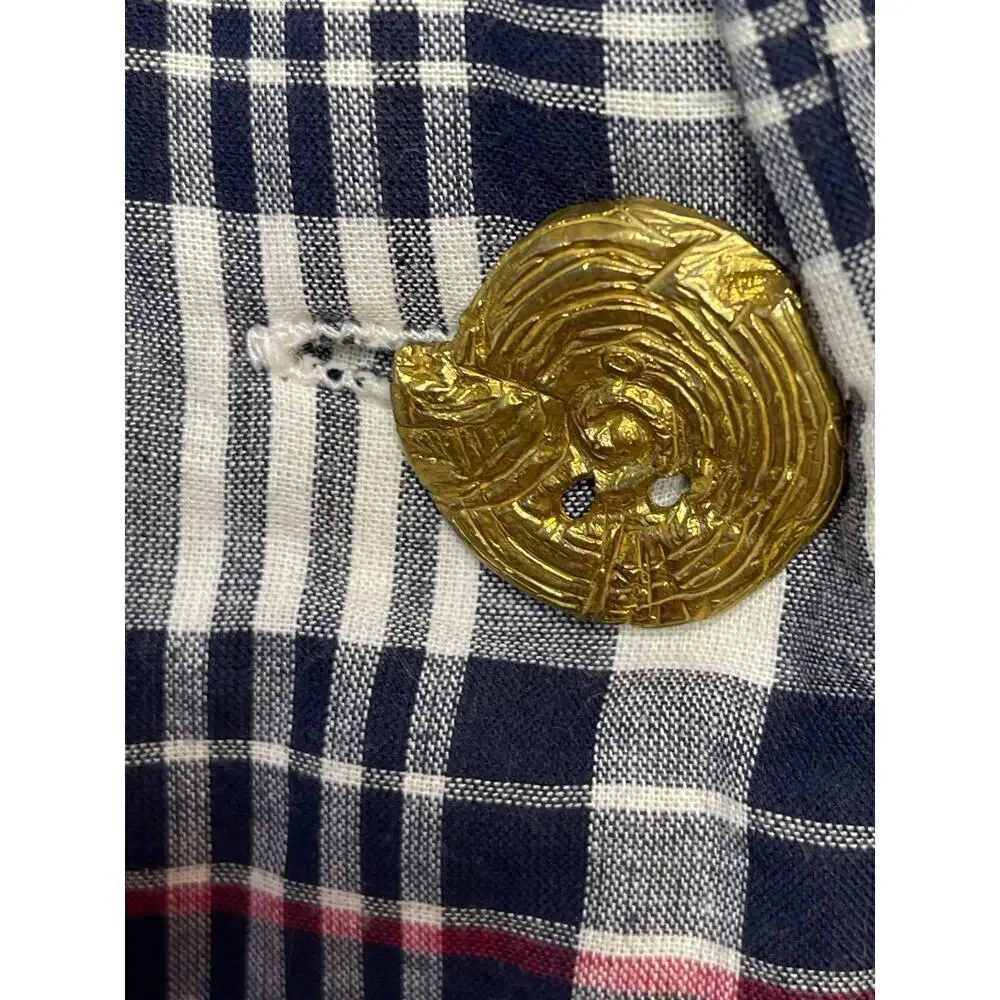 Alix of Bohemia Kefa Plaid Jacket size M NWT Cotton Cropped White/Navy/Red - Picture 5 of 8